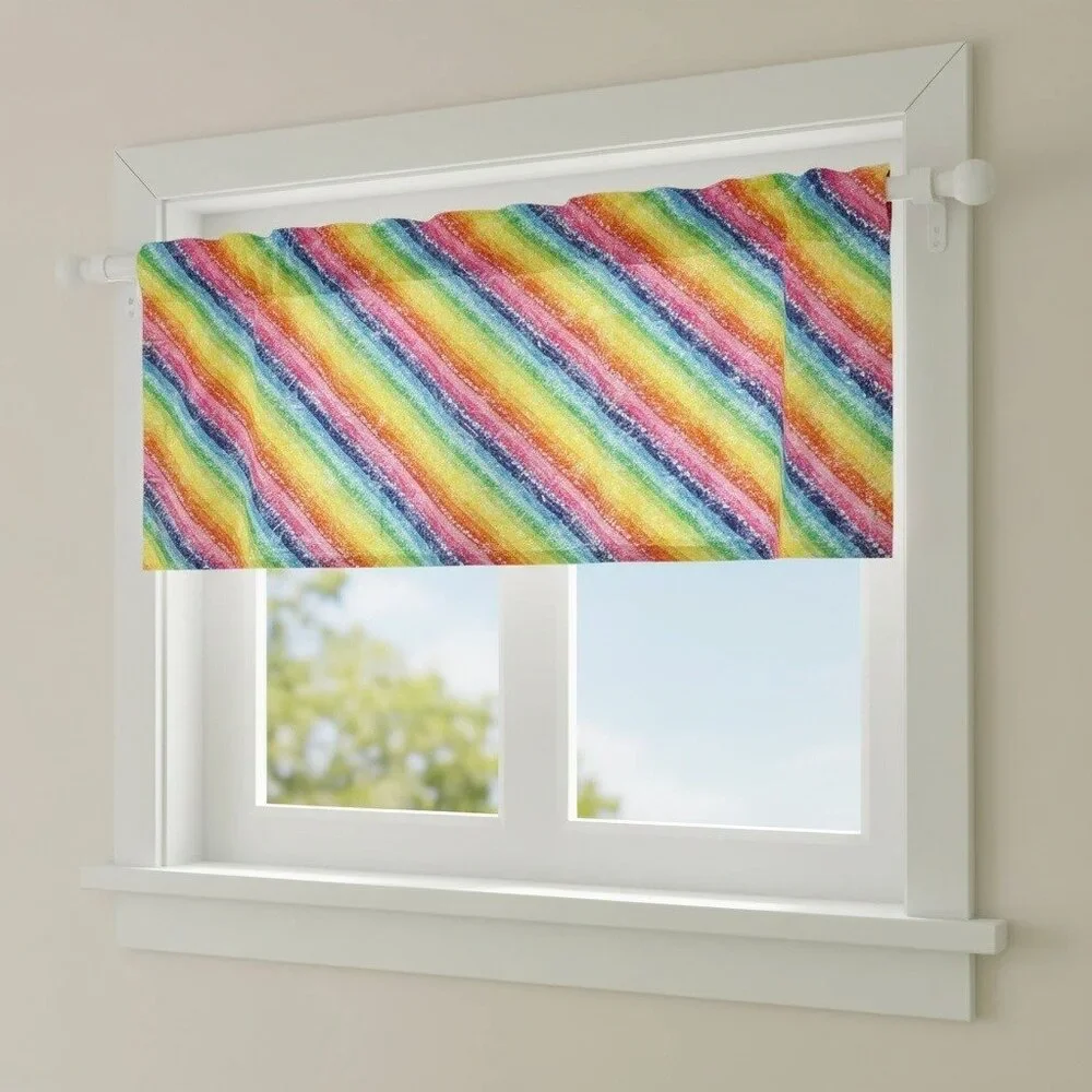 Handmade Rainbow Stripe Valance Curtains Set Of 3 39